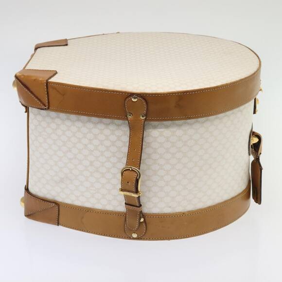 CELINE Macadam Canvas Hat Case Trunk Pvc Leather White - Picture 4 of 16